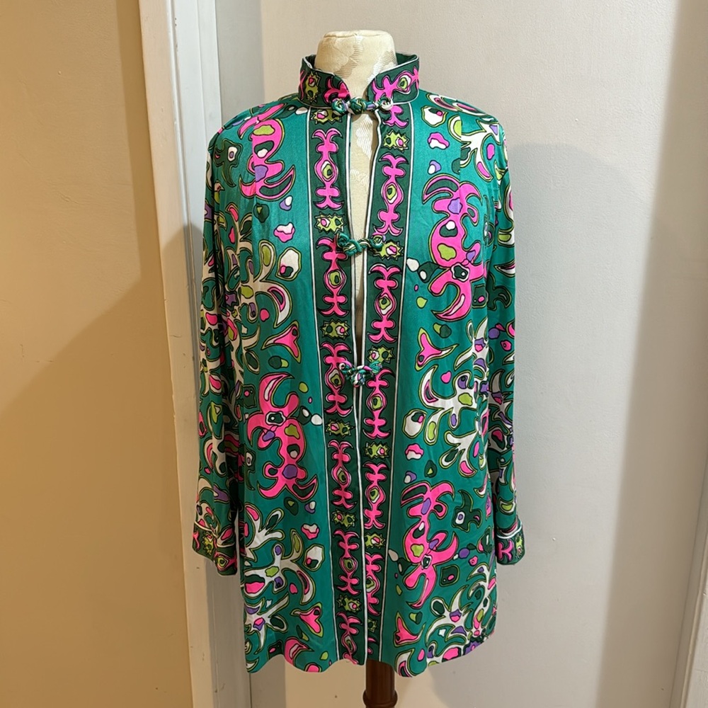 Roxanne Vintage Groovy Abstract Cover Up Union Label Kimono Robe M